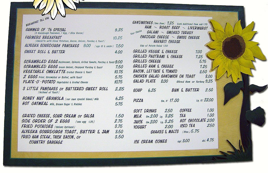 Menu - The Bake Shop. Copyright The Bake Shop.